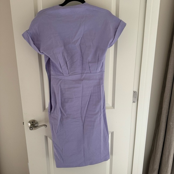 Pinko Lavender Purple Short Sleeve Asymmetric Button Front Dress | M - Picture 8 of 11
